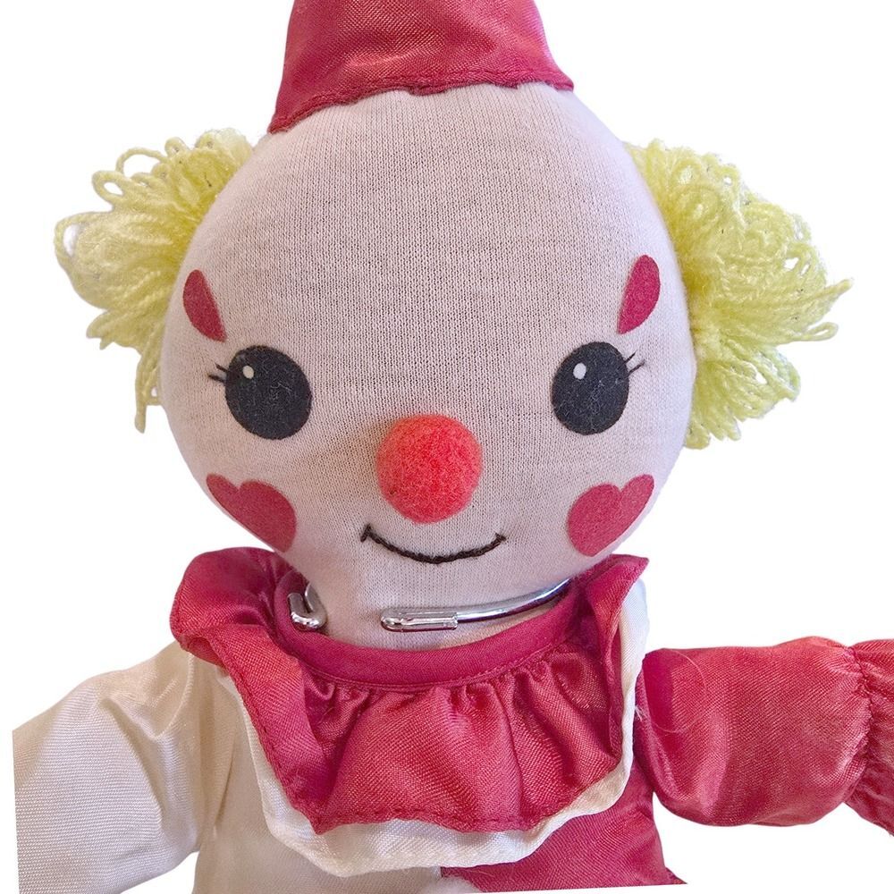 Vintage 1983 Dakin Clown Around Plush Doll Yellow Yarn Hair Heart Cheeks 13"